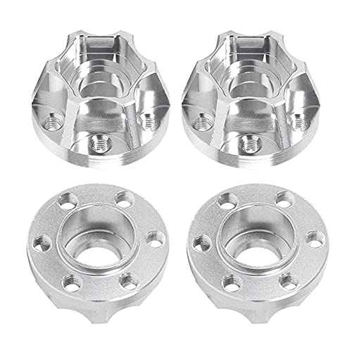 kingsea 4Pcs/Set Aluminum Alloy 12mm Hex Wheel Hub Expanded adapters Compatible with Axial Scx10 Trx4 1/10 RC Crawler Wheel Rim (Silver, 12mm)