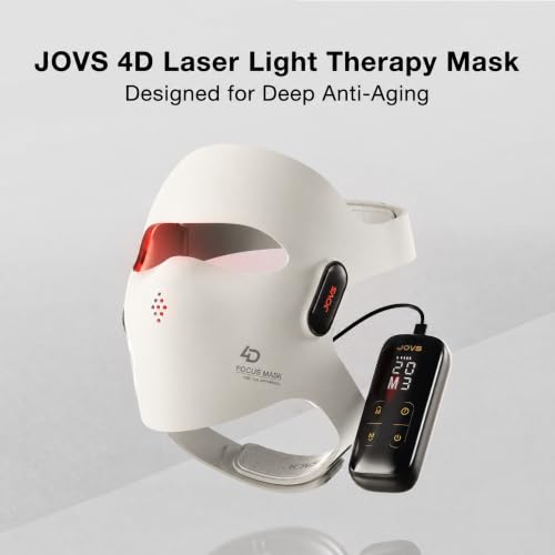 Image of JOVS Red Light Therapy Mask for Face, LED Light Therapy Mask with 4D Laser | JOVS Mask with FPT Narrow-Beam Technology, 6x More Powerful than LED, 660 /850 /940 /1064nm for Precision Anti-Wrinkle,White