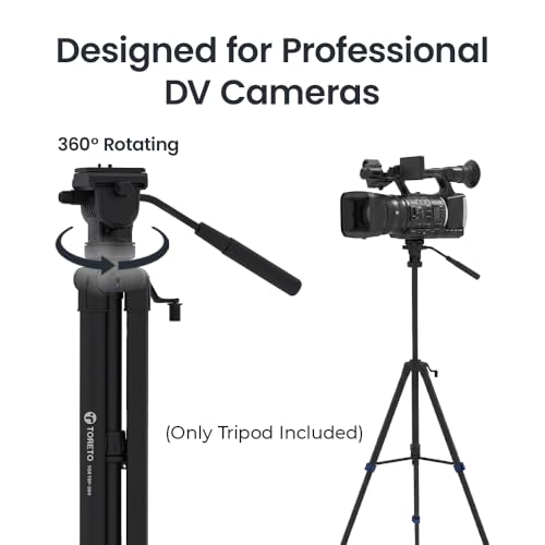 Image of Toreto Atlas X1 Pro 1.8m Professional Tripod for Smartphones, DSLR & DV Camera, Fluid Pan Head with Bubble Level, 360 Rotation, Rubberized Anti-Slip Legs, Quick Release Plate