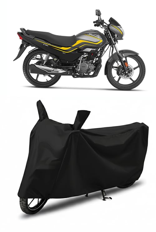 Image of DRAKOWISH Waterproof Bike Cover for Hero Super Splendor | All Weather Protection from Rain, Dust, UV Rays & Scratches with Mirror Pockets & Buckle Belt | Super Splendor Bike Cover