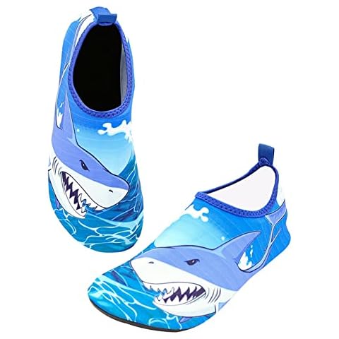 Water Shoes for Men and Women Barefoot Aqua Socks Quick-Dry Water Sport Shoes for Beach Swim Surf Snorkeling Diving Yoga Non-Slip Rubber Sole(5.5-6.5UK/Label Size 38-39Blue Shark Cover