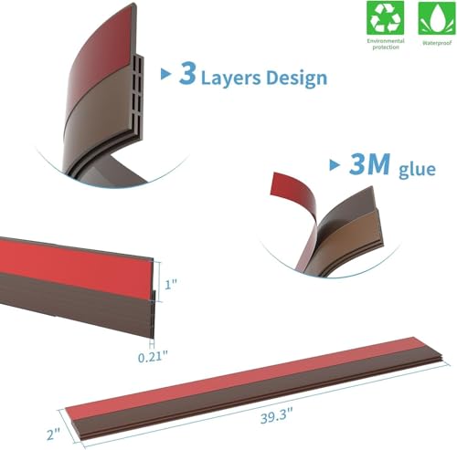 Image of Dukaan Door Bottom Sealing Strip 1 Meter - Silicone Rubber Gap Filler | Blocks Cockroaches, Dust, Air & Noise | Self-Adhesive Under Door Seal for Home & Office (3, Brown)