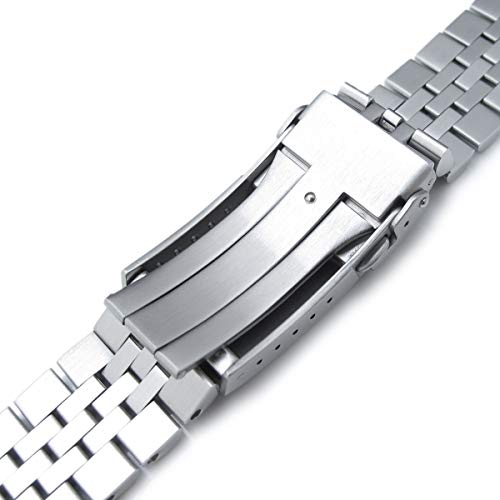 20Mm Super-J Louis 316L Stainless Steel Watch Bracelet Straight End, V-Clasp Brushed #TOP5