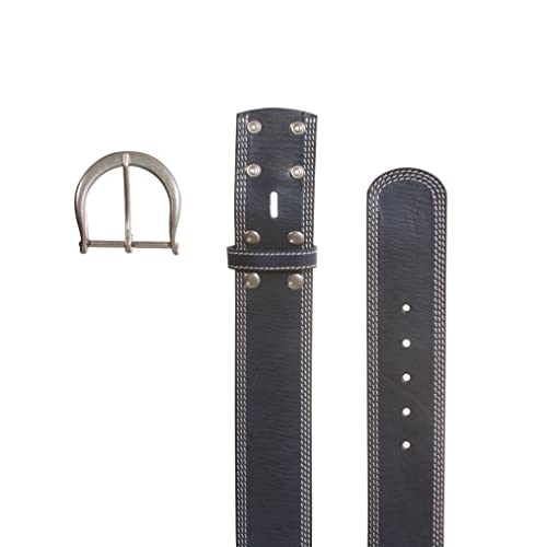 Womens Wide Fashion Leather Belt with Crescent Buckle and Triple Stitch4