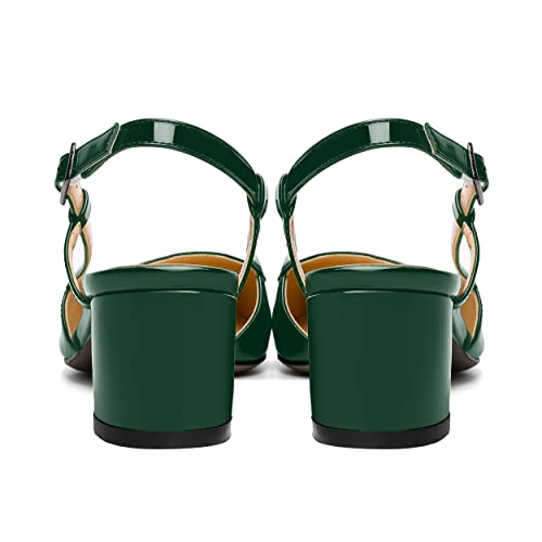 NUMALEO Womens Dating Patent Buckle Square Toe Ankle Strap Dress Chunky Low Heel Pumps Shoes 2 Inch4