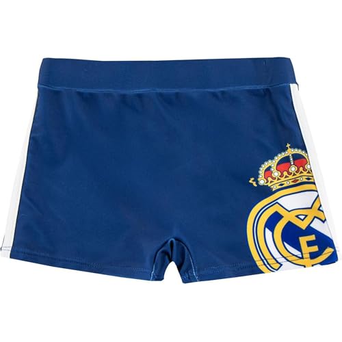 Boxer de Baño Real Madrid para Niños, Bañador Infantil Oficial Ajustado y Cómodo | Calzoncillo Natación con Escudo para Playa y Piscina