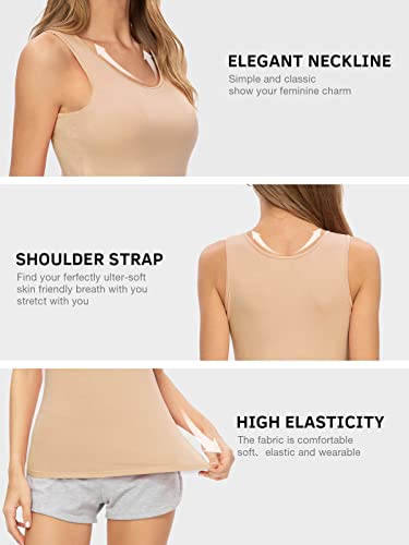 Image of Air Curvey 4 Pack Tank Top for Women Basic Undershirt Tanks Sleeveless Casual Shirts Soft Seamless Layering Tops