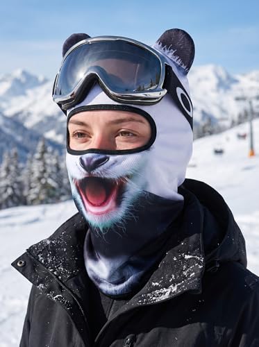 Image of 3D Cat Ski Balaclava Sheisty Face Mask with Ears Cute Animal Ski Mask for Music Festivals Raves Party Outdoor Activities