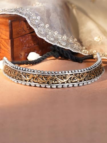 Image of Rubans Choker Necklace Oxidised Style Trendy Jewellery Gift for Women & Girls
