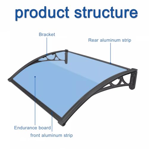 Auvent de toit en polycarbonate avec couverture transparente et support alu - 5