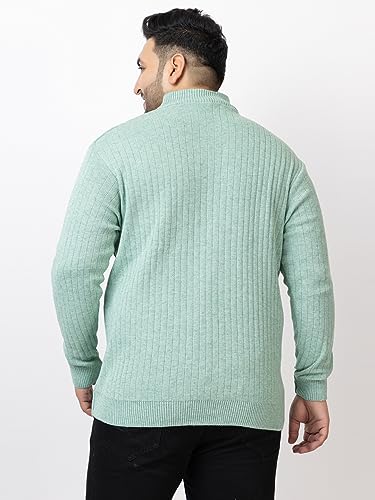 Image of Kvetoo Plus Size Men High Neck Zipper Full Sleeve Woolen Winter Sweater