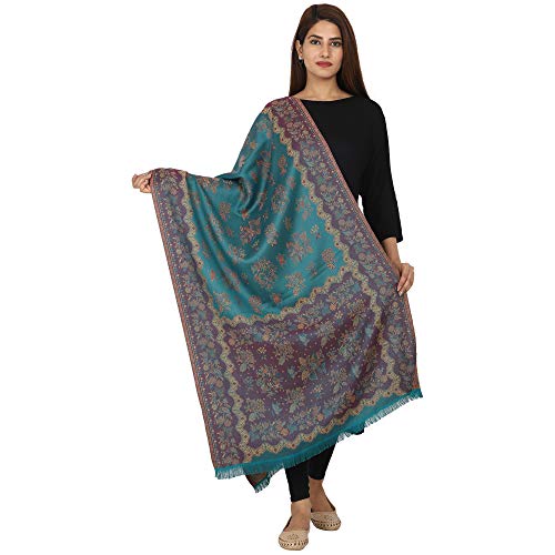 Women's Woven Wool Stole, Turquoise, Free Size