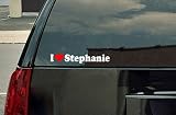 Stickermatic I Love Stephanie Vinyl Decal - White with a red Heart