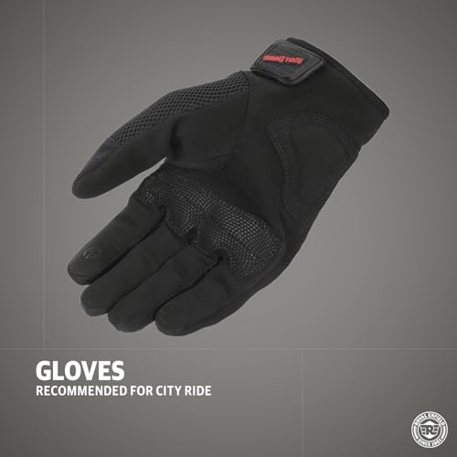 Image of Royal Enfield Rambler V3 Riding Gloves |TPR Knuckle Protectors for Protection Against impacts and Abrasion| 100% Polyester Air mesh| Poly Stretch Fabric for Comfortable fit Black L 22CM