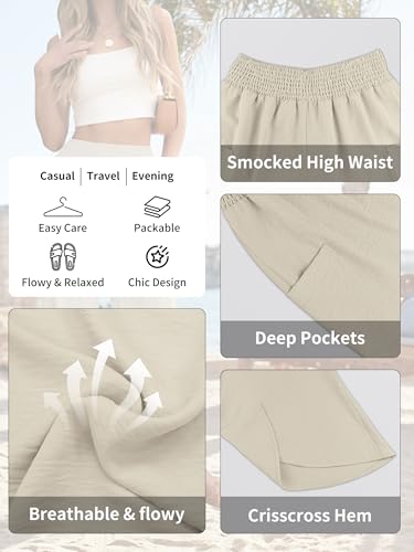 Image of ANRABESS Womens Wide Leg Palazzo Capri Pants 2026 Summer Casual High Waisted Barrel Lounge Flowy Cropped Beach Work Trousers