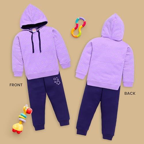 Image of LuvLap Baby Girls Full Sleeve Hooded Sweatshirt & Pyjama Set Pack of 1