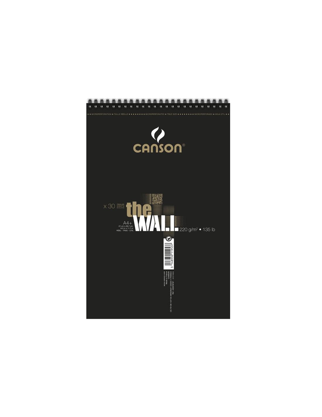CANSON The Wall Album spiralé A4+ 200g/m² 30 feuilles papier marqueur opaque