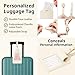 Initial Luggage Tag, PU Leather Luggage Tag, Embroidered Luggage Tag, Letter Luggage Tag, Monogrammed Luggage Tag, Luggage Tag for Baggage Bag Suitcase (A, White Leather+Pink Letter)