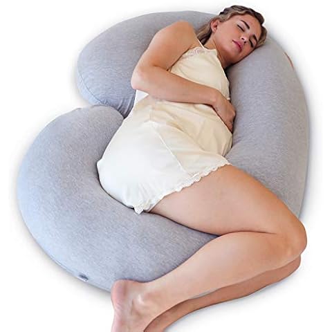 Pharmedoc The CeeCee Pillow Pregnancy Pillow C-Shape Full Body Maternity Pillow (Grey Jersey Cover)- Support for Back, Hips, Legs, Belly a Pregnancy Must Haves, Maternity Pillows for Sleeping Cover