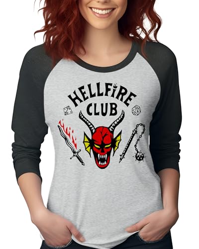 Unisex Baseball Top | Raglan Adult Hellfire| 3/4 Sleeve Cut Shirt | Young Men/Women’s (XX-Large, Vintage Black/Heatherwhite)