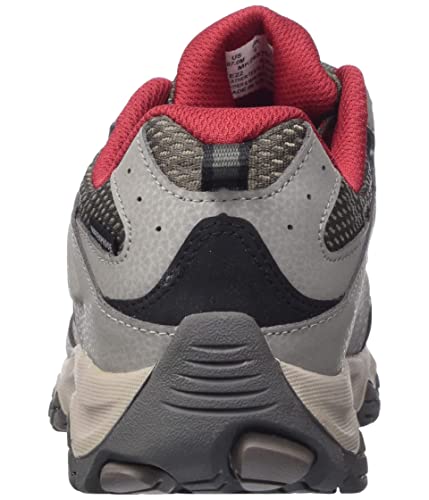 Merrell Moab 3 Low WTRPF Hiking Shoe, Boulder/RED, 4.5 US Unisex Big Kid