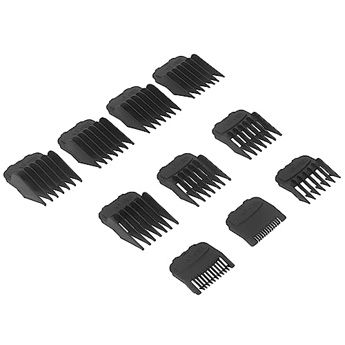 10pcs Hair Clipper Comb Universal Clear Number Comb Attachment Black with Storage Box