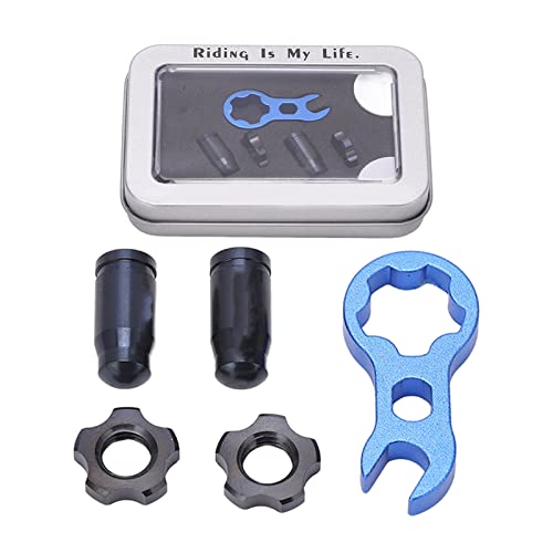 7 tapones para válvula de bicicleta de aleación de titanio, cubierta resistente y ligera con tuerca de aleación de titanio, para protección de neumáticos (Negro) miniatura 2