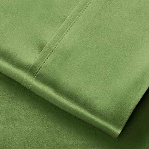 Image of Lanest Housing Silk Satin Sheets, Twin XL Size Satin Bed Sheet Set with Deep Pockets, Cooling Soft and Hypoallergenic Satin Sheets Twin XL - Sage Green