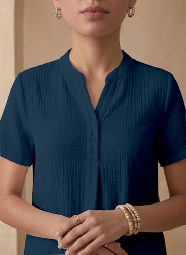 Image of TOPLOT Women's Co-ord Set | Stylish Matching Top & Bottom Set | Notch Neckline with Button Detail | Loose-Fit, Short-Sleeve Top with a Relaxed Silhouette |Ideal for Casual (5250)