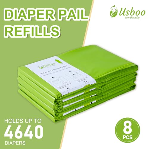 USBOO Refills Compatible with Dekor Plus Diaper Pail | 8 Pack | Disposable Diaper Pail Refill | Extra Thickness | Diaper Trash Bags | Cherry Blossom Scented | Holds up to 4640 Diapers