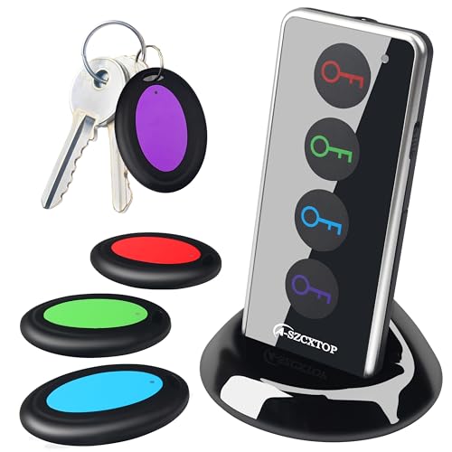 Schlüsselfinder Key Finder, 80dB kabelloser Gegenstands-Tracker, RF-Finder für Schlüssel, Haustiere, Gepäck, Geldbörse, Telefon, 40 m Reichweite, 1 RF-Sender & 4 Empfänger & Taschenlampe