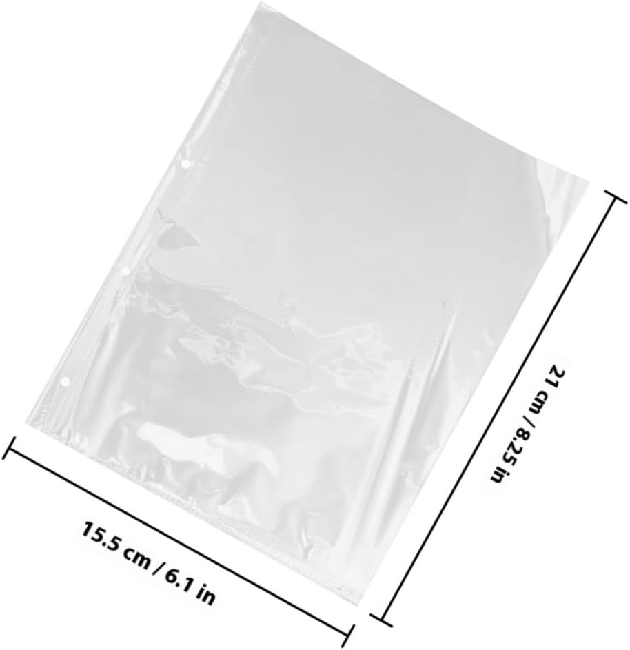 Kichvoe Looseleaf Photo Album Pages A4 Pp Inserted Postcard Pockets Four Holes, 50pcs Reusable Storage Sleeves for Collectors and Photo Card Albums