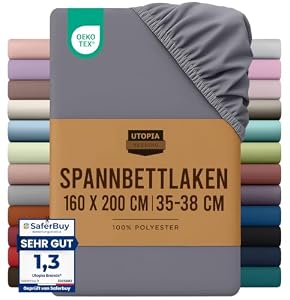 Utopia Bedding - Spannbettlaken 160x200cm - Grau