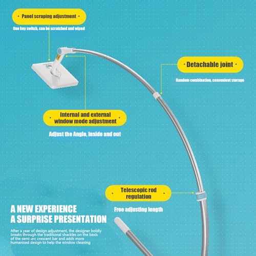 Herramienta de lavado de vidrio extensible y giratoria para ventanas exteriores 6
