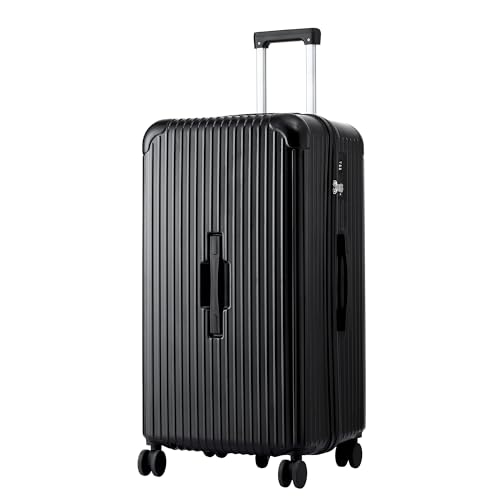 Wanderlite 28'' Trunk Luggage, Suitcase with Larger Capacity, 5 Wheels, Travel Luggage with USB&Type-C Port, Phone & Cup Holder, TSA Lock, Lightweight Hardshell, Black