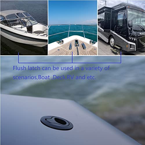 Thorn Boat Slam Latch 2 inch Flush Pull Black Plastic Nylon Latch Handle for RV Boat Marine Deck Hatch 1/2'' Door Cabinet Hardware(4 PCS) - Thumbnail 6