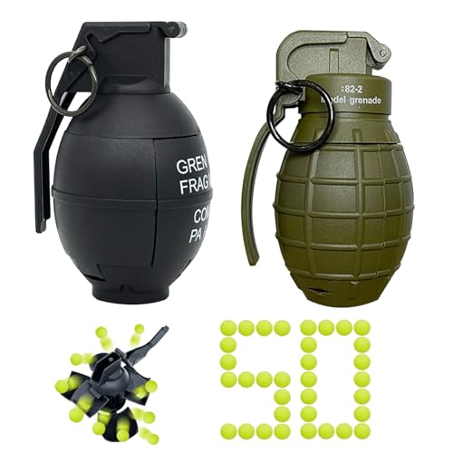 REGLORY Toy-Hand Plastic Grenade for CS Battle Game, Fake Grenade Toys with 50 Foam Ammo Outdoor Game for Age 14 Years Old and up for Army Role Play