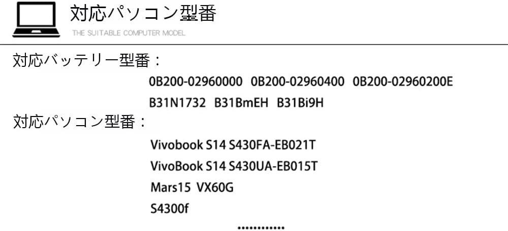 互換 適用の B31N1732 11.52V 42Wh 対応 For Mars15 VX60G S14 S430FA-EB021T/
