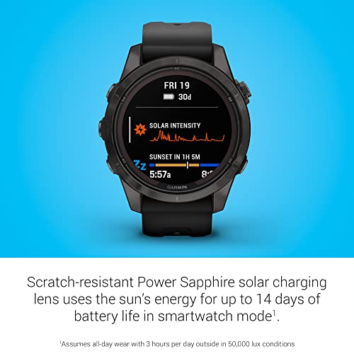 Image of Garmin Fenix 7S Pro Sapphire Solar, Carbon Gray Titanium with BlackSilicone Band