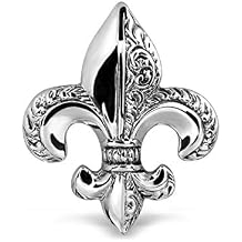 WithLoveSilver 925 Sterling Silver Fleur de lis Cross Brooch Pin