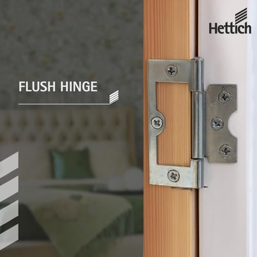 Image of Hettich HBN-13-4325ZM /102 Flush Hinge 4 inchx3 inchx2.5 inch | 40kg Load /Pair | Heavy-Duty Butt Hinge for Wood, Metal & PVC Doors | in /Out Swing | Easy Installation | 5-Year Warranty | Pack of 1 (2 Hinges)