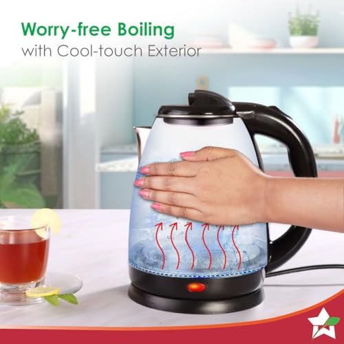 Image of Wonderchef Essenza Cool-touch Electric Kettle | 1.8L | Stainless-steel Inner Body | 1350W | Rapid Boiling in 5 Mins | Boil Water for Tea, Coffee | Auto Shut-off | Boil Dry Protection | 2-Year Warranty