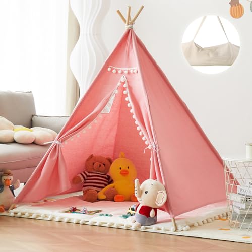 PATPAT® Foldable Tent House for Kids, Kids Tent House for Girls Storage Bag, Teepee Tent House for Girls Boys, Play House for Kids Ideal Gift, Doll House for Girls Baby Tent House Pink