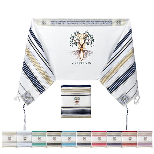 Holy Land Market Grafted IN - Messianic Christian Prayer Shawl/Tallit Prayer Shawl - Creation and Restoration Talit