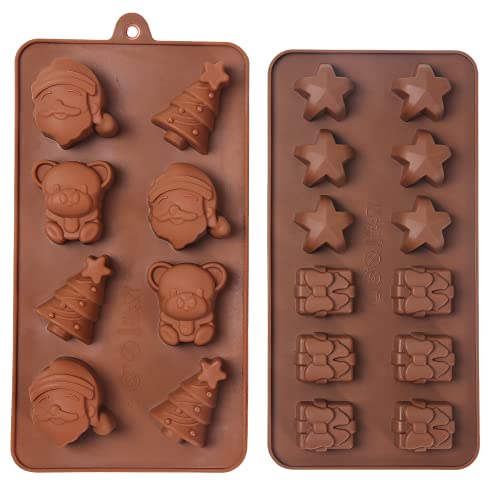 Crethink Moldes de Chocolate de Navidad,Moldes de Chocolate de Navidad,Formas de Silicona,Juego de Moldes de Chocolate con Forma de Oso de Navidad, Pastel de Caramelo,Gelatina,Pudín Cover