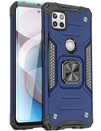 LEEGU Case for Moto One 5G Ace, Military Grade Heavy Duty Armor Protection Phone Case 15ft. Drop Tested Cover with Magnetic Ring Kickstand and HD Screen Protector for Motorola One 5G Ace 2021, Blue LEEGU Case for Moto One 5G Ace, Military Grade Heavy Duty Armor Protection Phone Case 15ft. Drop Tested Cover with Magnetic Ring Kickstand and HD Screen Protector for Motorola One 5G Ace 2021, Blue