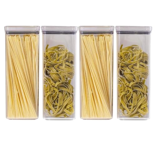 Kit 4 Potes Herméticos 2200ml Quadrados Bpa Free Resistente Empilhável Mantenha A Cozinha Organizada