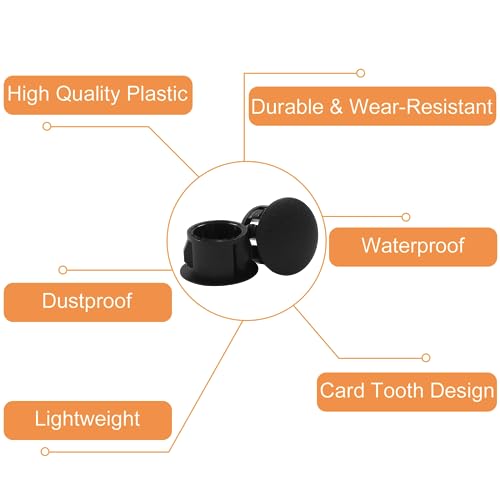 Image of Hitefu 30PCS Plastic Hole Plugs, 1 /2-Inch (13mm) Black Flush Type Panel Plugs for Furniture and Fencing Post, Ideal for Cabinet and Screw Hole Covering