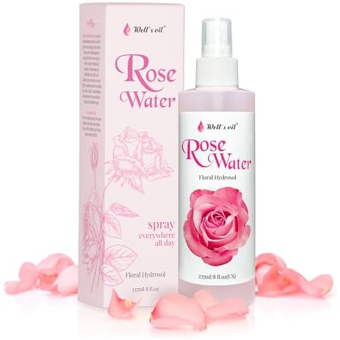 Well's Oil Rosewater Mist Spray (8 Fl oz) – Hydrates, Soothes & Refreshes | 100% Natural | No Chemical | for All Skin and Hair Types Cover