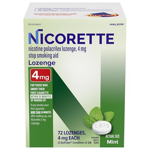 Nicorette 4 mg Mini Nicotine Lozenges to Help Quit Smoking - Mint Flavored Stop Smoking Aid 72 Count